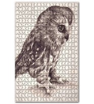 Cakapuzzle Siyah Bayaz Düşünen Baykuş Görseli Puzzle Yapboz MDF (Ahşap) (120 Parça)