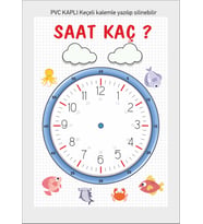 Yaz Sil Saat Kaç Materyali Çocuk Saat Öğrenme A4 Pvc Kaplı