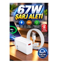 67W Hızlı Şarj Type C Adaptör ve 1 Metre Kablo Seti – Yüksek Voltaj Korumalı