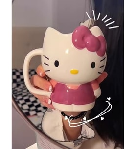 500ml Sanrio Hello Kitty Karikatür Sevimli Seramik Yüksek Görünüm Yaratıcı Büyük Kapasiteli Kupa