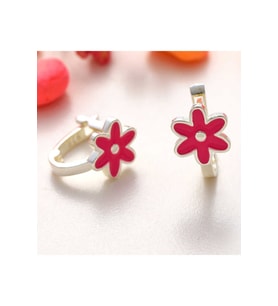 Gümüş Pembe Çiçek Çocuk Küpesi CSR2185257