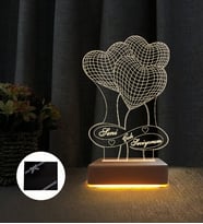 Seni Çok Seviyorum Yazılı 3 Kalpli Led Lambası Anneye Hediye Sevdiklerinize Hediye Masa Lambası (Sarı)