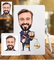 Kişiye Özel Avukat Tasarımlı Karikatür Deri Defter & Metal Tükenmez Kalem + Ahşap Çerçeve hediye 84