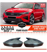 Skoda Octavia Mk4 FL Sinyalli 2025+ Uyumlu Batman Yarasa Ayna Kapağı Piano Black ABS Plastik Sağ Sol
