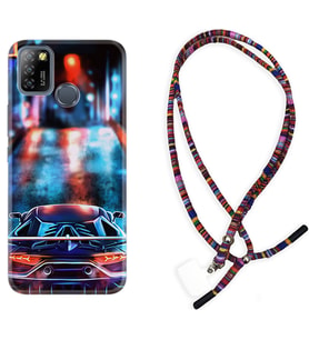 INFINIX Smart 4 5 6 Zero 8 S5 Pro Kılıf Boyun Asklı Rasta Silikon Neon Cars 1724