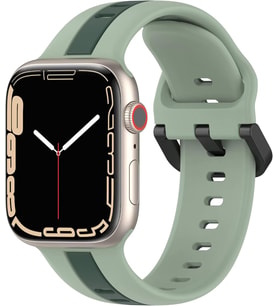 Apple Watch ile Uyumlu 42/44/45/49 MM için Metal Tokalı Spor Silikon Kordon Çift Renkli Hava Alabilen Delikli Kayış