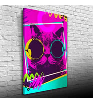 Pop Art Tarzı Eflatun Tonlarda Dekoratif Kanvas Tablo 50 x 70