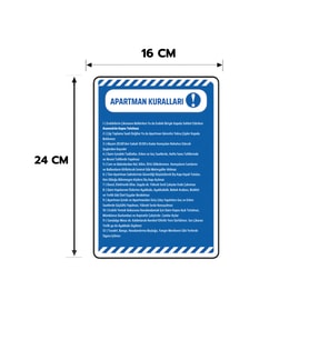 6 Adet Apartman Kuralları Kişiselleştirilebilir Sticker, 16x24, 20x30 (A4), 30x42 (A3) Cm Boyut Seçeneklerinde Folyo Baskı Sticker