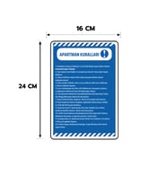 6 Adet Apartman Kuralları Kişiselleştirilebilir Sticker, 16x24, 20x30 (A4), 30x42 (A3) Cm Boyut Seçeneklerinde Folyo Baskı Sticker