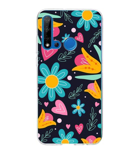 PrintiFy Huawei P20 Lite 2019 ile Uyumlu 1mm Slim Fit Retro Renkler 1 Baskılı Şeffaf  Kılıf