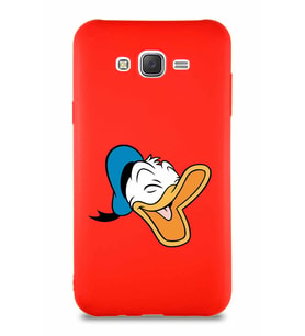 Samsung Galaxy J7 Core Soft Premier Kapak Donald Duck-E Tasarımlı Silikon Kılıf - Kırmızı (Şeffaf)