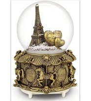 Paris Işıklı Müzikli Püskürtmeli Büyük Boy Kar Küresi Özel Tasarım Harika bir hediye retro (Gold)