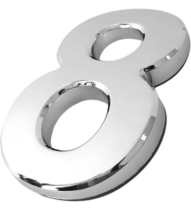Yapışkanlı Kapı Numarası Küçük Boy 50 mm 5 cm Numara 8 Rakam Sekiz Sayı Krom Renk Numaralar 1 Adet