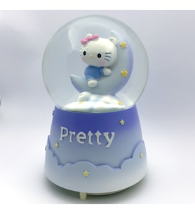 Hello Kitty Pretty Mor Işıklı Müzikli Otomatik Kar Püskürtmeli Büyük Boy Kar Küresi