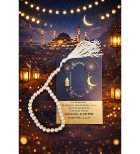 Ramazan Temalı Kartlı İnci Tesbih Hediyelik – Jelatinli – 5 Adet – Ramazan Şerifiye Özel