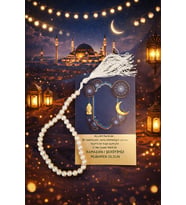 Ramazan Temalı Kartlı İnci Tesbih Hediyelik – Jelatinli – 5 Adet – Ramazan Şerifiye Özel