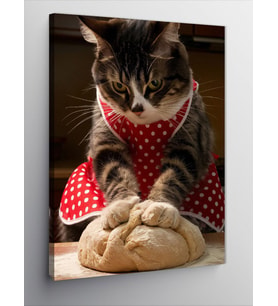 Kanvas Tablo Hamur Yoğuran Kedi
