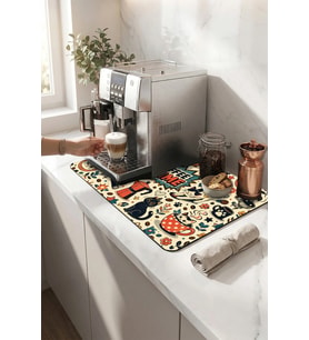 Valerine Life Kahve Espresso Makinesi Matı 35x45cm Çaycı Pad Su Geçirmez Cat Pop Brew