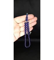 Çubuk Kehribar Tesbih Küre Kesim Lacivert Renk T-365 (Çok Renkli)