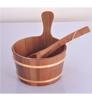 Poolline Sauna Kova Kepçe Takımı Ahşap 4Lt