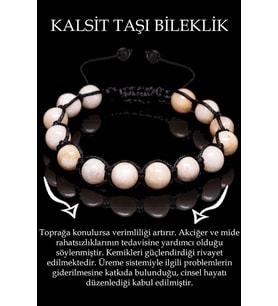 Sertifikalı Kalsit Taşı Bileklik - Makrome (Çok Renkli)