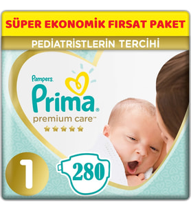 Prima Premium Care Bebek Bezi Beden:1 (2-5Kg) Yeni Doğan 280 Adet Süper Ekonomik Fırsat Pk