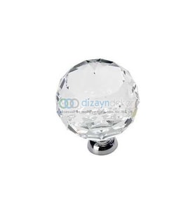 Kristal Cam Düğme Kulp 40 Mm. Krom