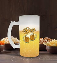 BK Gift Fresh Beer Tasarımlı Buzlu Cam Bira Bardağı 50cl-1 (Beyaz)