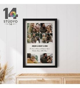 Stüdyo 14 Kişiye Özel 6 Fotoğraflı Çerçeveli Tablo – Fotoğraf , İsim ve Mesaj Özelleştirmeli Dekoratif Hediye