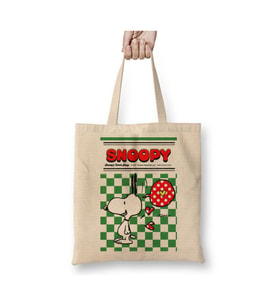 Snoopy Lown Shop Beyaz Bez Çanta Uzun Saplı Alışveriş Çantası Plaj Çantası