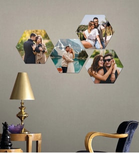 Kişiye Özel 4 Fotoğraflı Altıgen Mdf Tablo