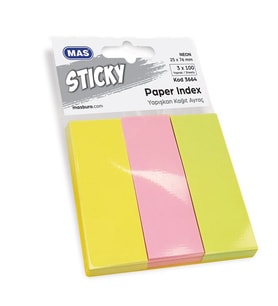 Yapışkanlı Kağıt Ayraç 25x76 Neon 100 S- 3 Renk 3664