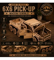 6x6 Pick-Up Ahşap Maket Seti – DIY 3D Puzzle Açılabilir Kapılı Arazi Aracı Koleksiyoner Modeli 531 Parça