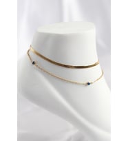 316L Çelik Gold Renk Nazar Boncuk Tasarımlı 2li Halhal 5886 - SSSSSS8139-3999