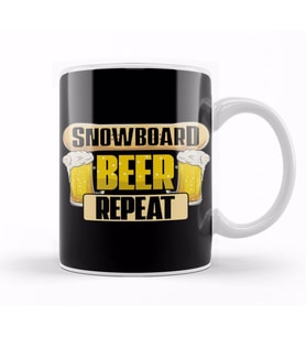 Snowboard Beer Repeat Funny Snowboarder Party Kupa Bardak Porselen