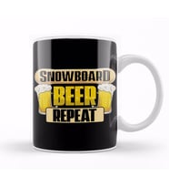 Snowboard Beer Repeat Funny Snowboarder Party Kupa Bardak Porselen