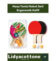 Premium Masa Tenisi Seti Ergonomik Dayanıklı Kaliteli Renkli Şık 2 Adet Raket 3 Adet Pinpon Topu