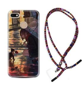 General Mobile GM8 Go GM9 GM20 Pro Plus Kılıf Boyun Asklı Rasta Silikon Kız ve Kedi 1762