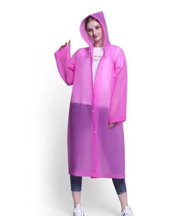 Kadın Erkek Yağmurluk Kapüşonlu Çıtçıtlı Eva Unisex Pratik Kapşonlu Yağmurluk XL Büyük Beden (Pembe)