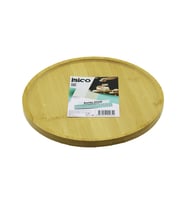 YUVARLAK=24.5CM AYAKLI=4CM KENARLI YÜZEY AHŞAP BAMBU SUNUM TEPSİSİ - MİNİ SOFRA (5680)