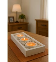 Taşlı Beton Tabaklı Tealight Mumluk (MUMLAR DAHİL DEĞİLDİR)