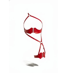Mulvxbrf Brf02 Kırmızı Jartiyer Harness Deri Korse Detaylı Vücut Bağlaması - Brf1372 (Mulvix)