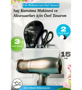 Metal Fön Makinesi ve Aparat Standı - Kuaför & Ev Kullanımı - Ev hediyesi