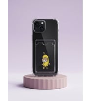 iPhone 15 Boş Yapma Muz Detaylı Kart Bölmeli Şeffaf Telefon Kılıfı - SSSSSS2897-8521