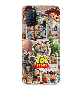 Oppo A52/A72/A92 Uyumlu Toy Story Kolaj Tasarımlı Şeffaf Telefon Kılıfı