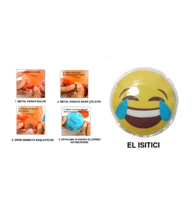 GÜLEN EMOJİ ŞEKİLLİ CEP SOBASI EL ISITICI,SICAK SU TORBASI PVC  9cm