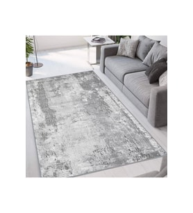 Rovigo Home Dijital Baskı Yıkanabilir Kaymaz Taban Salon Halısı RVG1063 50x80 cm (Gri)