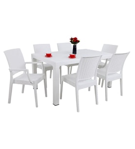 Mandella Elit 90x150 Rattan 2 Elit Koltuk 4 Elit Sandalye Masa Takımı Beyaz