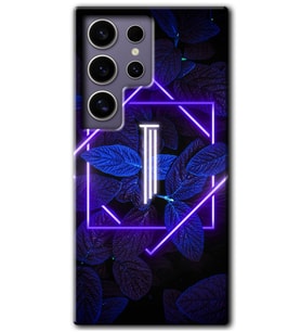 Galaxy S24 Ultra Kılıf HD Desen Baskılı Kılıf - Dark Neon Yaprak I Harfi
