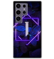 Galaxy S24 Ultra Kılıf HD Desen Baskılı Kılıf - Dark Neon Yaprak I Harfi